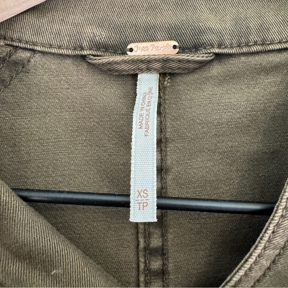 Free People Utility Jacket with Peplum Detail in Army Green XS - Picture 2 of 10